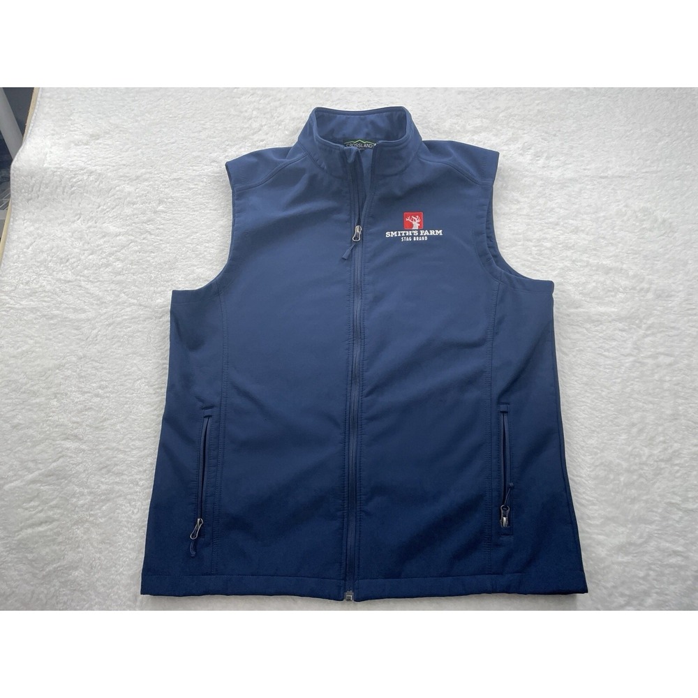 Crossland Mens Navy Blue Softshell Fleece Lined Full Zip Vest Smiths Farm Large